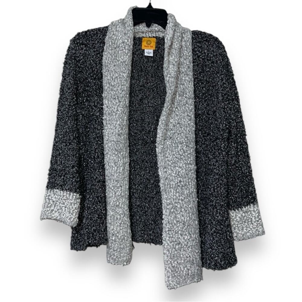Ruby Rd. women's size large grey draped cardigan sweater lightweight longsleeve